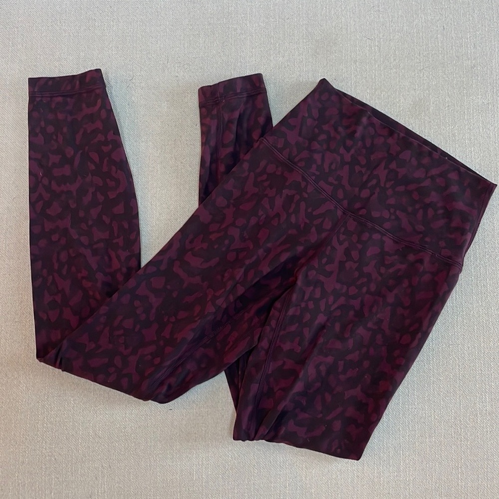 Lululemon align pant, maroon print size 2